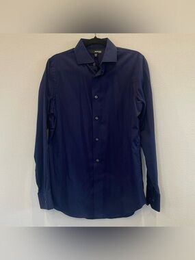 Murano Men's Dark Navy Dress Shirt - Button Front - Slim fit Size M